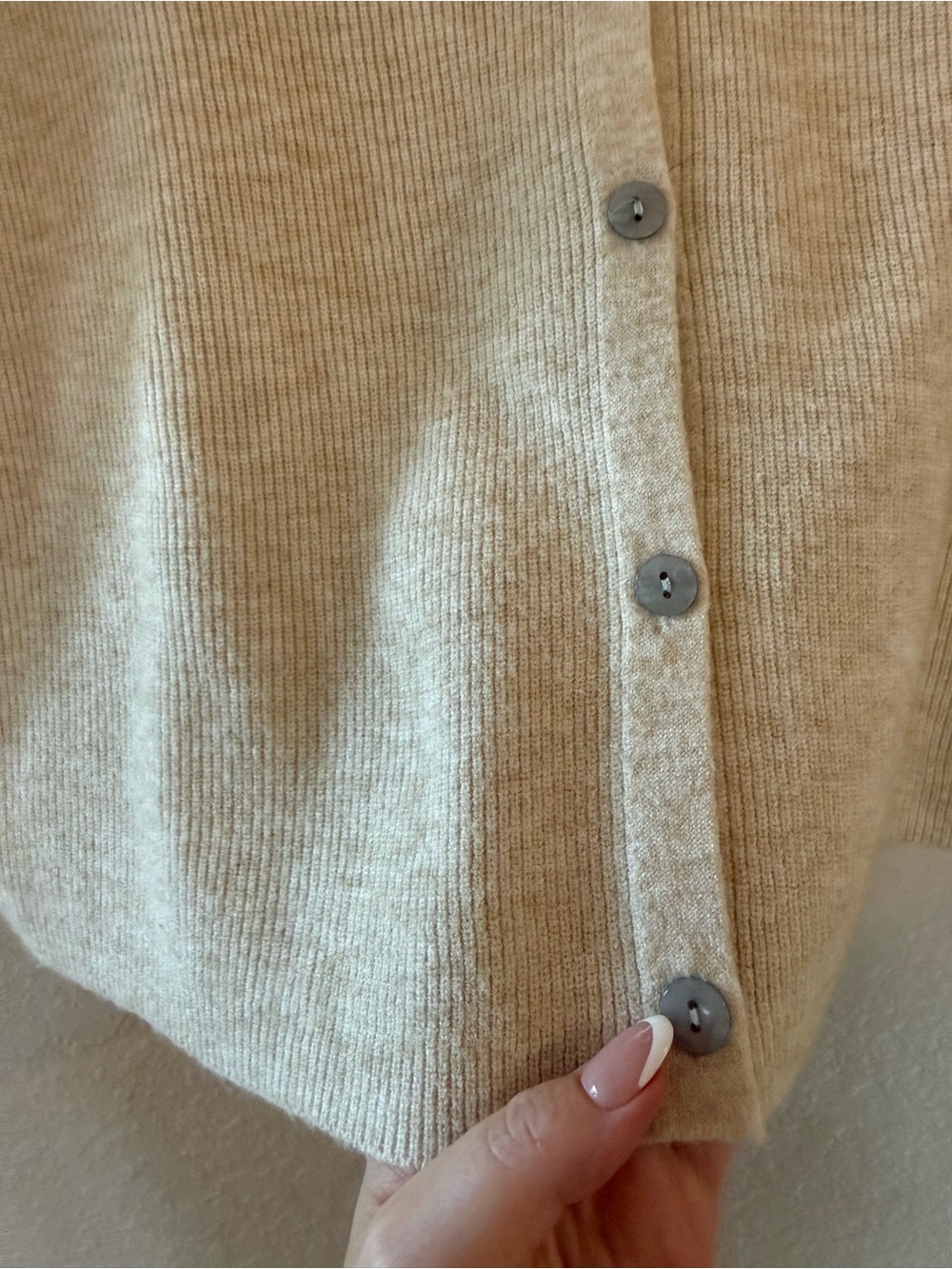Women's Short Sleeve sweater cardigan- Beige - Picture 2 of 3
